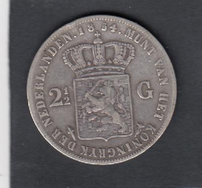 Beschrijving: 2 1/2 Gulden WILLEM III